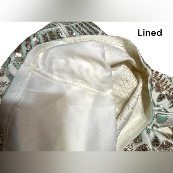 Stunning VERTE All over Embellished Sequin Shift Dress Ivory Size Small Nwot - Picture 14 of 17